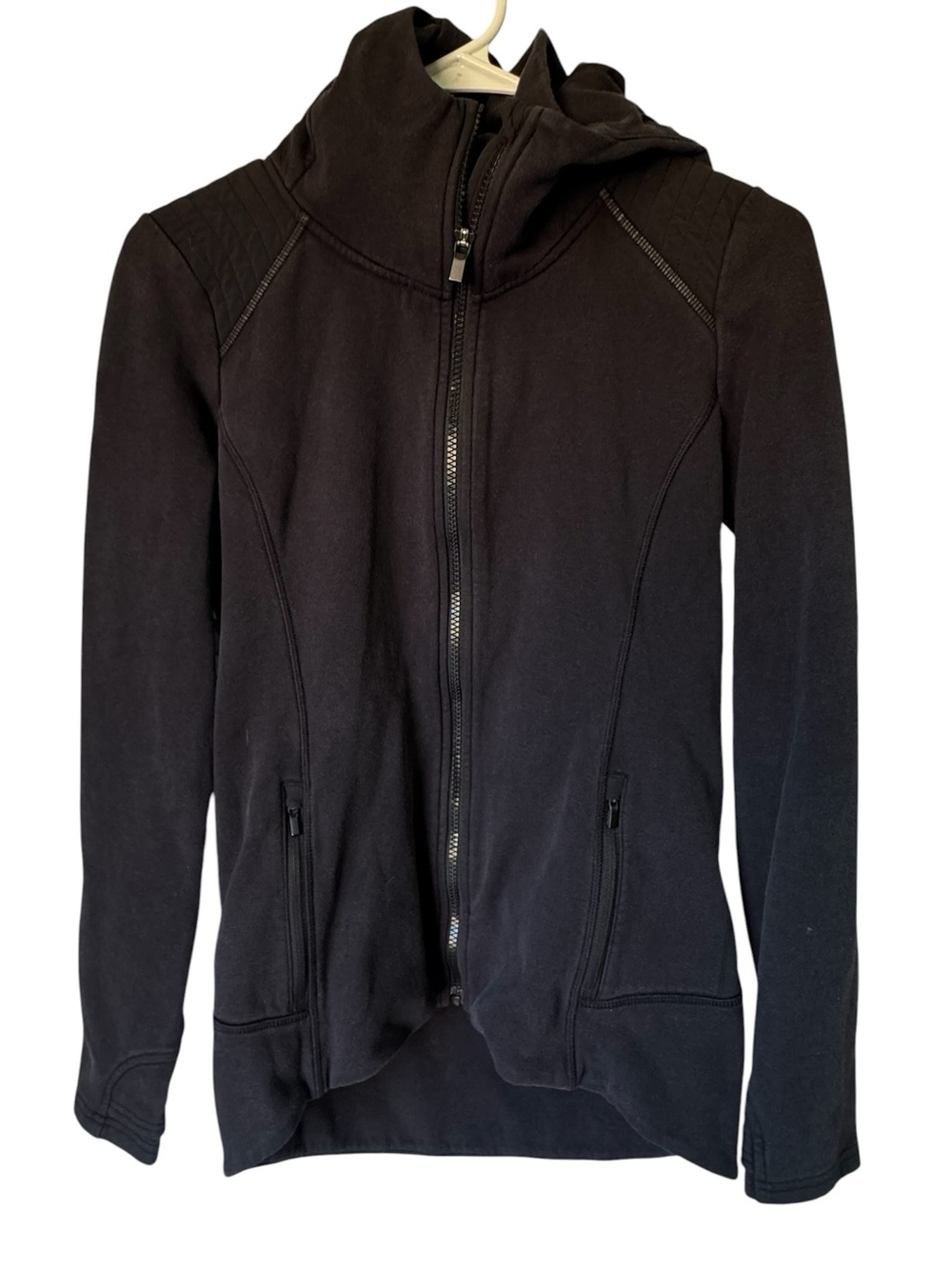 High End Athleta Thick Black Full Zip-Up Unique Active Hoodie Women’s S